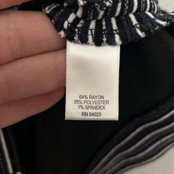 Banana Republic Navy White Striped Sleeveless Fit & Flare Zipper Dress 00P - Picture 6 of 11